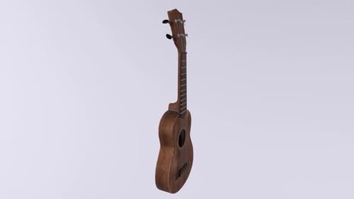 Side View of a Wooden Ukulele