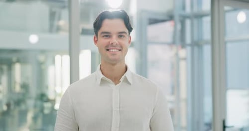 Face, business man and arms crossed accountant in corporate office