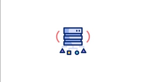 Animated Flat Design Server Icon Data Flow Connection