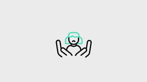 Minimalist Line Icon Animation of Hands Supporting a Person