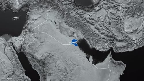 Modern Geographical Map Animation Pinpointing Kuwait