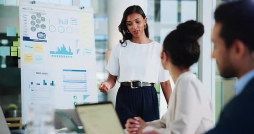 Woman Giving Presentation to Colleagues in Modern Office
