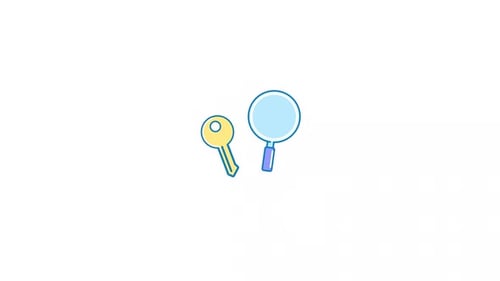 Flat Design Animated Search Key Icon