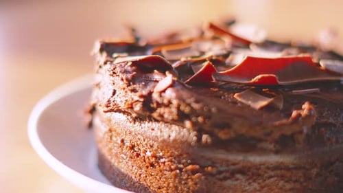 Luxurious Milk Cake Dessert with Camera Slowly Rotating in Natural Lighting in Kitchen