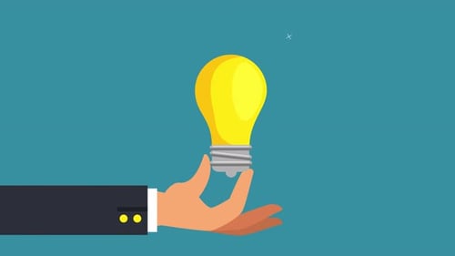 Corporate Hand Presents Bright Idea Lightbulb Animation