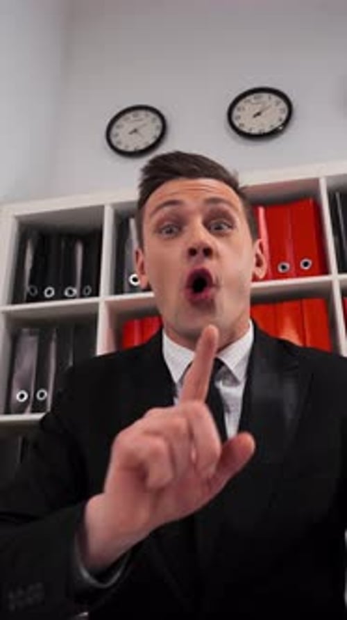 Vertical of Young Attractive Man Show Gesture Fuck Finger