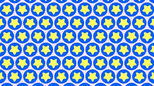 Animated Flat Design Stars in Blue Circles Background