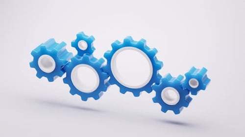 Mechanical gears with blue glass material