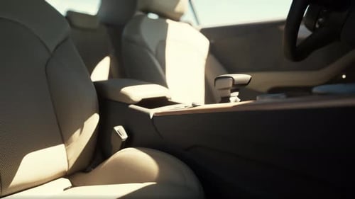 Smooth Camera Movement Through Modern Luxury Car Interior