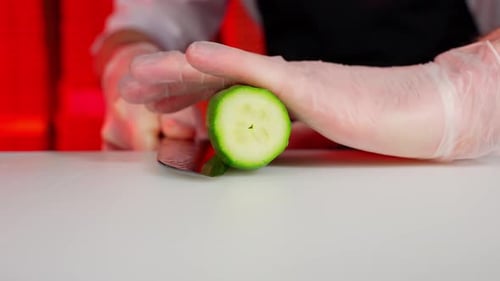Precise Slicing of Cucumber Chef Concept