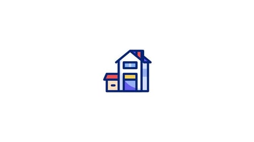 Flat Design Building Icons Morphing Animation