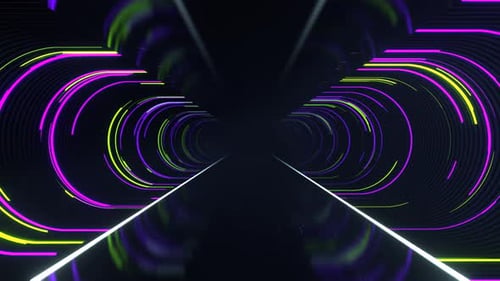 Purple And Light Green Sci Fi Neon Tunnel Background VJ Loop l 4K
