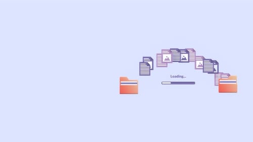File Transfer, Secure Backup And Sharing Concepts Animation With Copy Space.