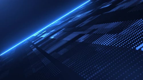 Sci fi or cyber grid dots form information blocks of a hologram, large data fields