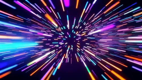 Voyage coloré en hypervitesse à travers un tunnel au néon brillant