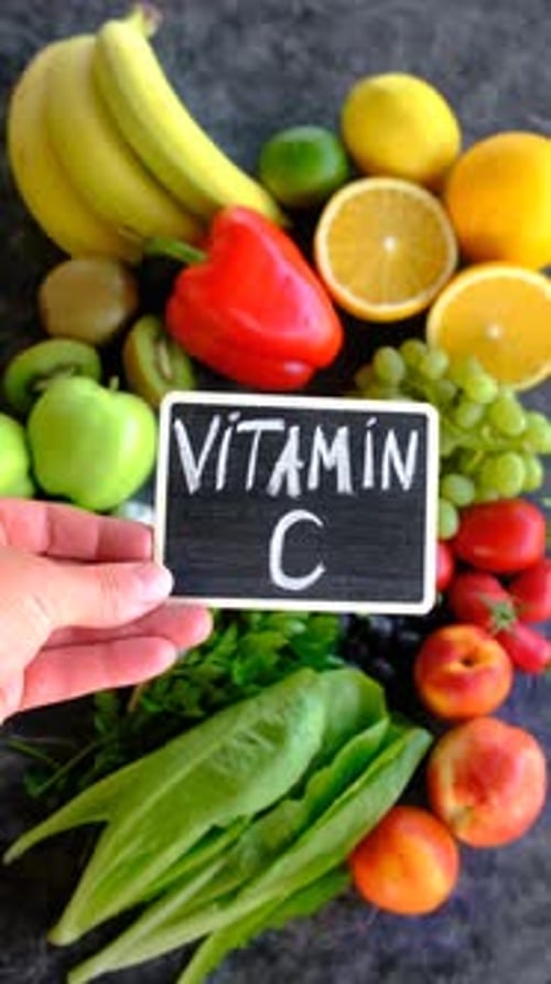 Vitamin C Food Display with Fruit and Vegetables