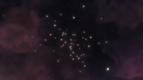 Animated Deep Space Travel Through Stars and Glowing Nebula