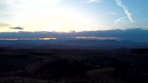 Beautiful Golden Hour Sunset Over Rural Landscape