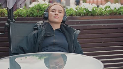 Relaxed Woman Enjoying City Scene Woman in Jacket Appreciating Peaceful Outdoor Ambiance Young Lady