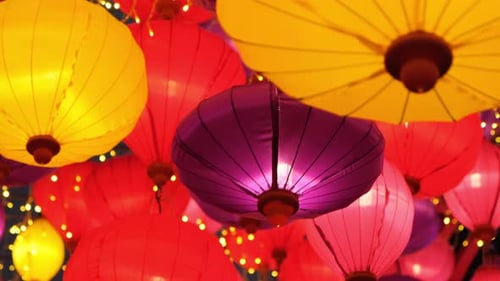 Colorful Chinese lanterns to celebrate the Chinese Spring Festival or Chinese New Year.