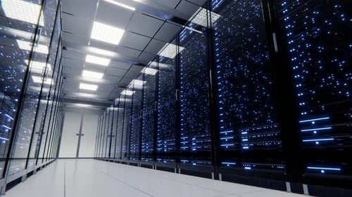 Data processing and storage center. Server room. Supercomputer.