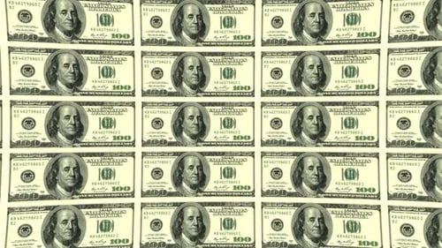 Seamless Looping One Hundred Dollar Bills Pattern