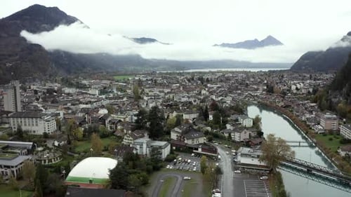 The quiet town of Interlaken, Switzerland