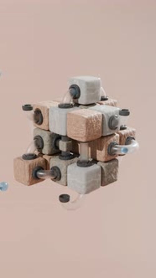 Animação de fábrica satisfatória em loop 3D