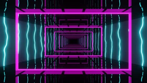 Mesmerizing Neon Corridor Distorting Space VJ DJ Loops