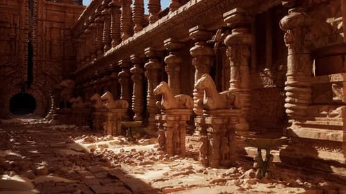 A Large Stone Building with Columns and Pillars