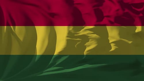 Realistic Red Yellow Green Waving Flag Background Loop