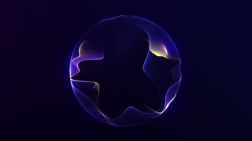 Dynamic Abstract Sphere with Glowing Wavy Lines Background