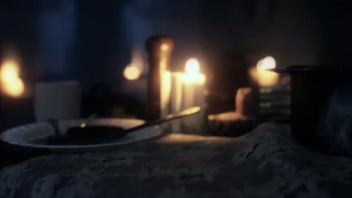 Flickering Candlelight in Dark Room with Bokeh Effect