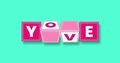 Colorful Love You Text Reveal with Flipping Blocks