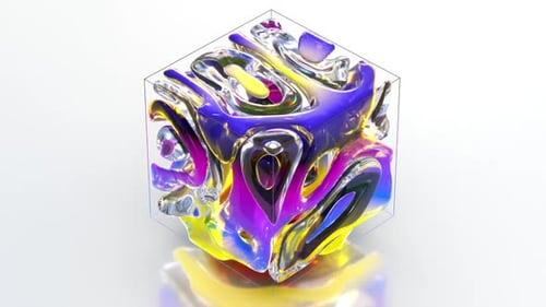 Abstract Iridescent Fluid Morphing Cube Animation