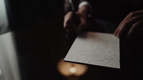 Writing Letter with Fountain Pen on Desk