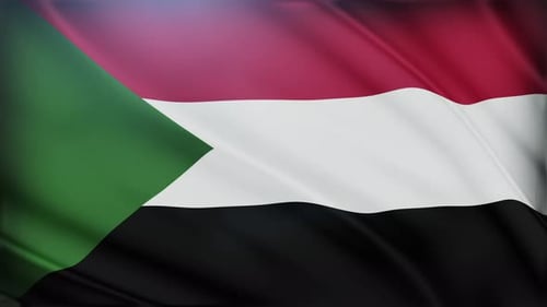 Waving Flag of Sudan with Realistic Fabric Motion