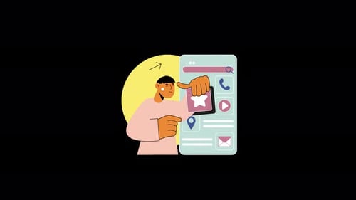 User Interacting with Mobile App UI for Favorites