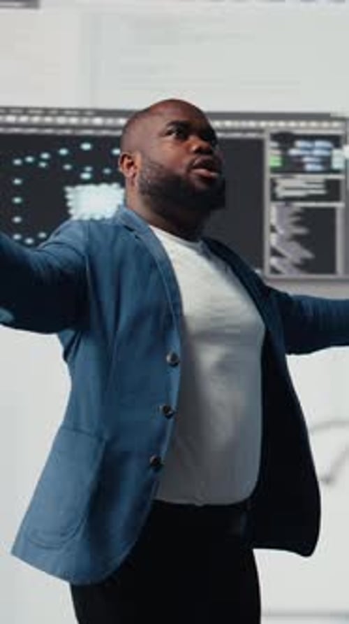 Vertical Video Black Engineer Explores Algorithm Design and Binary Code with AI Tools