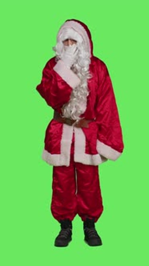 Santa Cosplay Feeling Tired Yawning