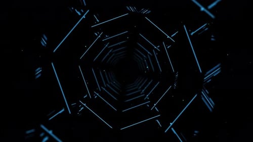 Journey Through A Futuristic Neon Tunnel