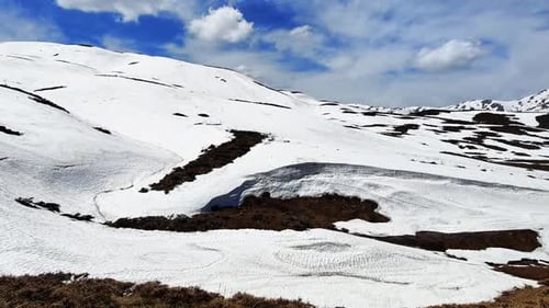 snow covered mountains and blue sky
