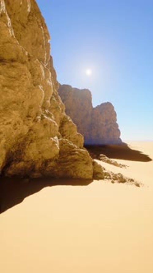 Sun Illuminates Rocks in Desert