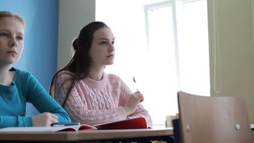Teenage Students Sitting in Classroom During Lesson