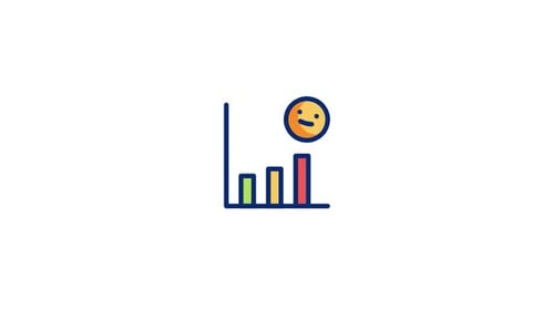 Animated Bar Graph Icon with Happy to Neutral Face Change