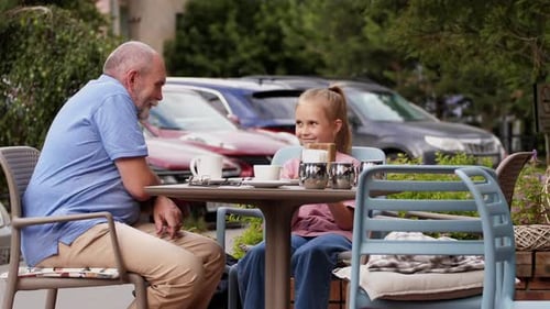 Grandpa and Modern Little Girl