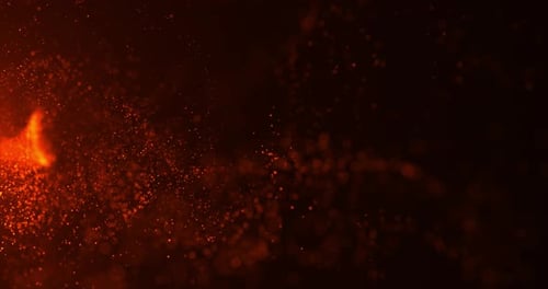 Glowing Red Orange Particle Flow Abstract Background