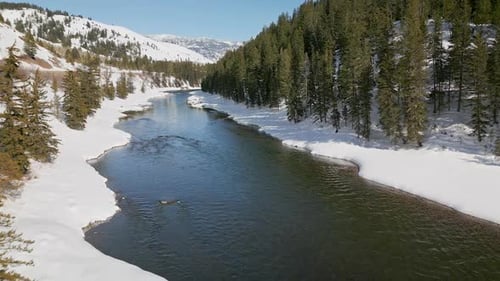 Flying down through Jackson Canyon in Wyoming over the Snake River
