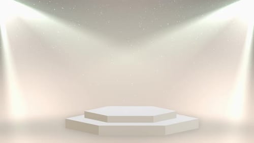Elegant Hexagonal Stage with Spotlights and Particle Effects