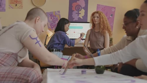Determined Feminist Team Getting Ready to Go on Strike